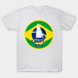 laser class sailboat on a flag Brazil T-Shirt